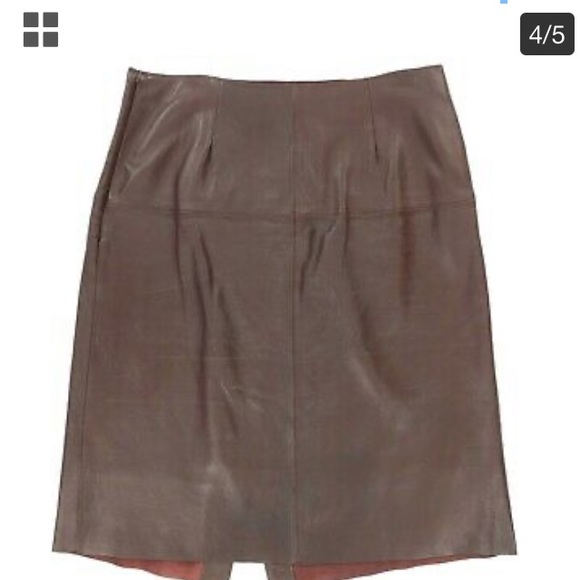 Mock Wrap Real Leather Skirt - Picture 4 of 13